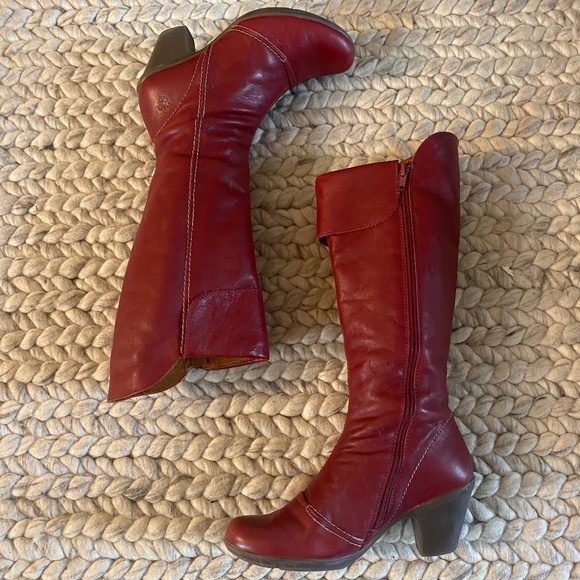 Yokono Red leather boots 6.5 - Picture 1 of 7
